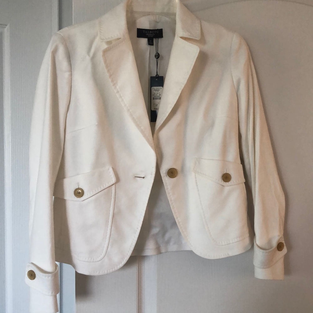 NWT Women's White Talbots Blazer - Size 2P
